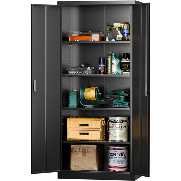 Rubbermaid Armoire de rangement en métal avec 2 portes et 4 tablettes